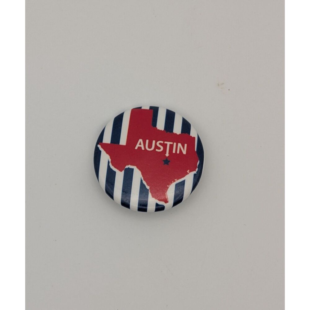 Austin Texas Pinback Button Vintage Style State Map Souvenir Pin